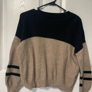 SHEIN Black and Tan Colorblock Sweater